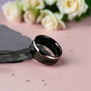 Unisex Black Titanium Wedding Band with Bible Verse-Evani Naomi Jewelry