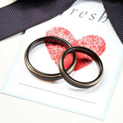 Unisex Black with Rose Gold Tungsten Wedding Band-Evani Naomi Jewelry