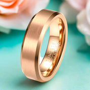 Unisex Brushed Rose Gold Tungsten Beveled Wedding Band-Evani Naomi Jewelry