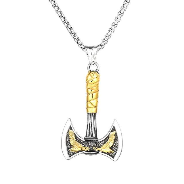 Viking Double Eagle Pattern Axe Vintage Necklace-Evani Naomi Jewelry