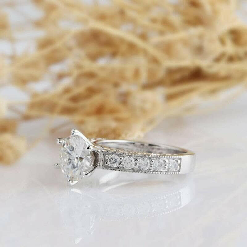 Vintage 14K White Gold Filigree Diamond Engagement Ring-Evani Naomi Jewelry