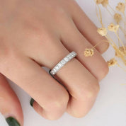 Vintage 14k White Gold Round Diamond Half Eternity Wedding Band-Evani Naomi Jewelry