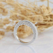 Vintage 14k White Gold Round Diamond Half Eternity Wedding Band-Evani Naomi Jewelry