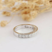 Vintage 14k White Gold Round Diamond Half Eternity Wedding Band-Evani Naomi Jewelry
