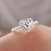 Vintage 18k White Gold Heart Cut Diamond Engagement Ring-Evani Naomi Jewelry