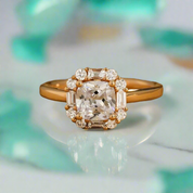 Vintage 18k Yellow Gold Diamond Halo Engagement Ring-Evani Naomi Jewelry