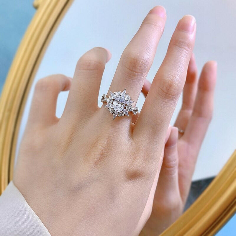 Vintage 1.5 Ct Oval Cut Diamond Wedding Ring-Evani Naomi Jewelry