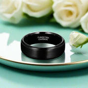 Vintage Brushed Black Unisex Tungsten Wedding Band-Evani Naomi Jewelry