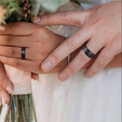 Vintage Brushed Black Unisex Tungsten Wedding Band-Evani Naomi Jewelry