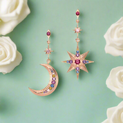 Vintage Star and Moon Diamond Earrings-Evani Naomi Jewelry