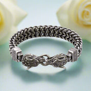 Vintage Viking Wolf Head Box Chain Bracelet-Evani Naomi Jewelry
