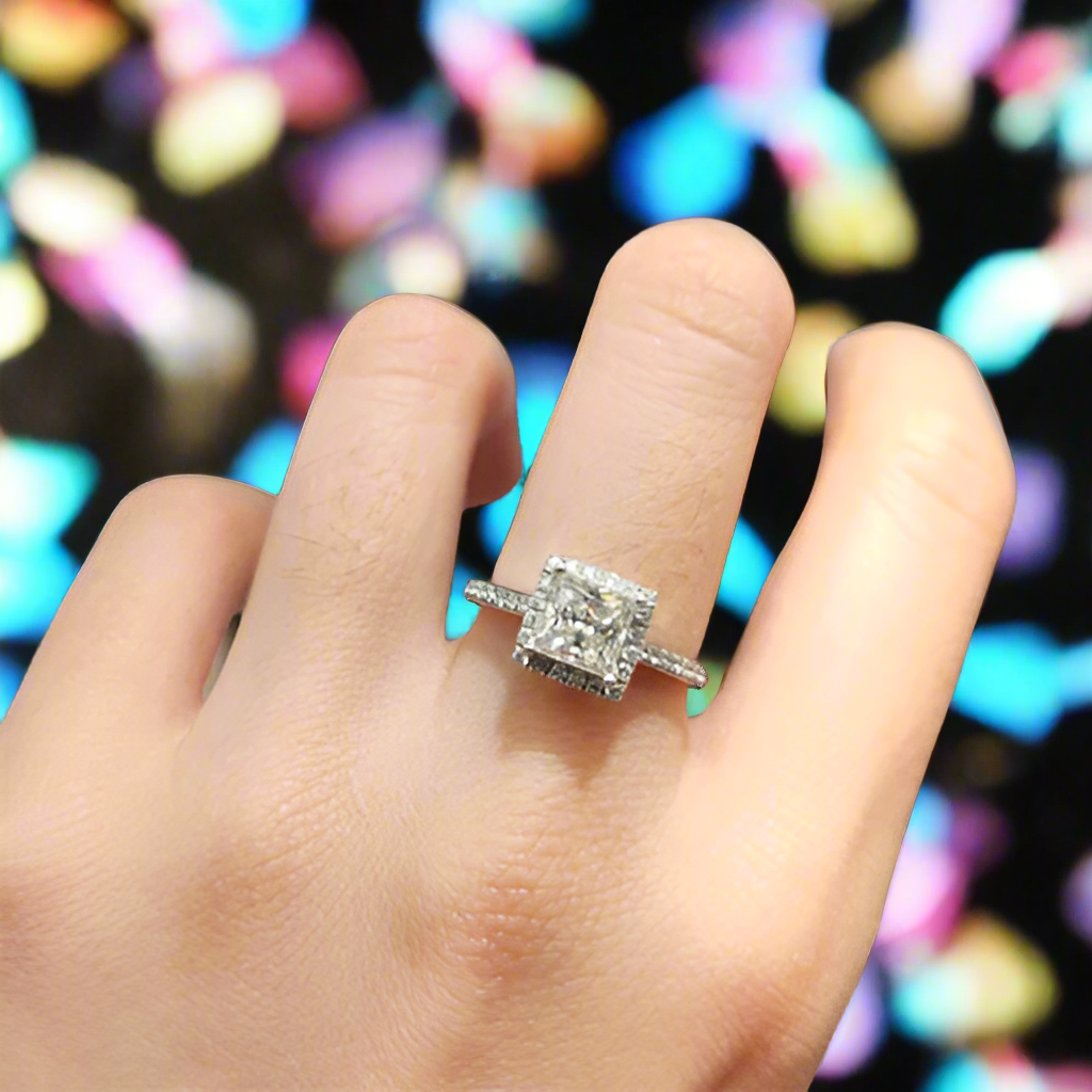 White Gold 1.0 Ct Princess Cut Diamond Engagement Ring-Evani Naomi Jewelry