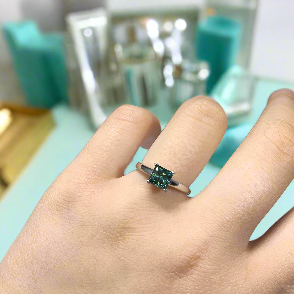 White Gold 1.0 Ct Princess Cut Diamond Engagement Ring-Evani Naomi Jewelry