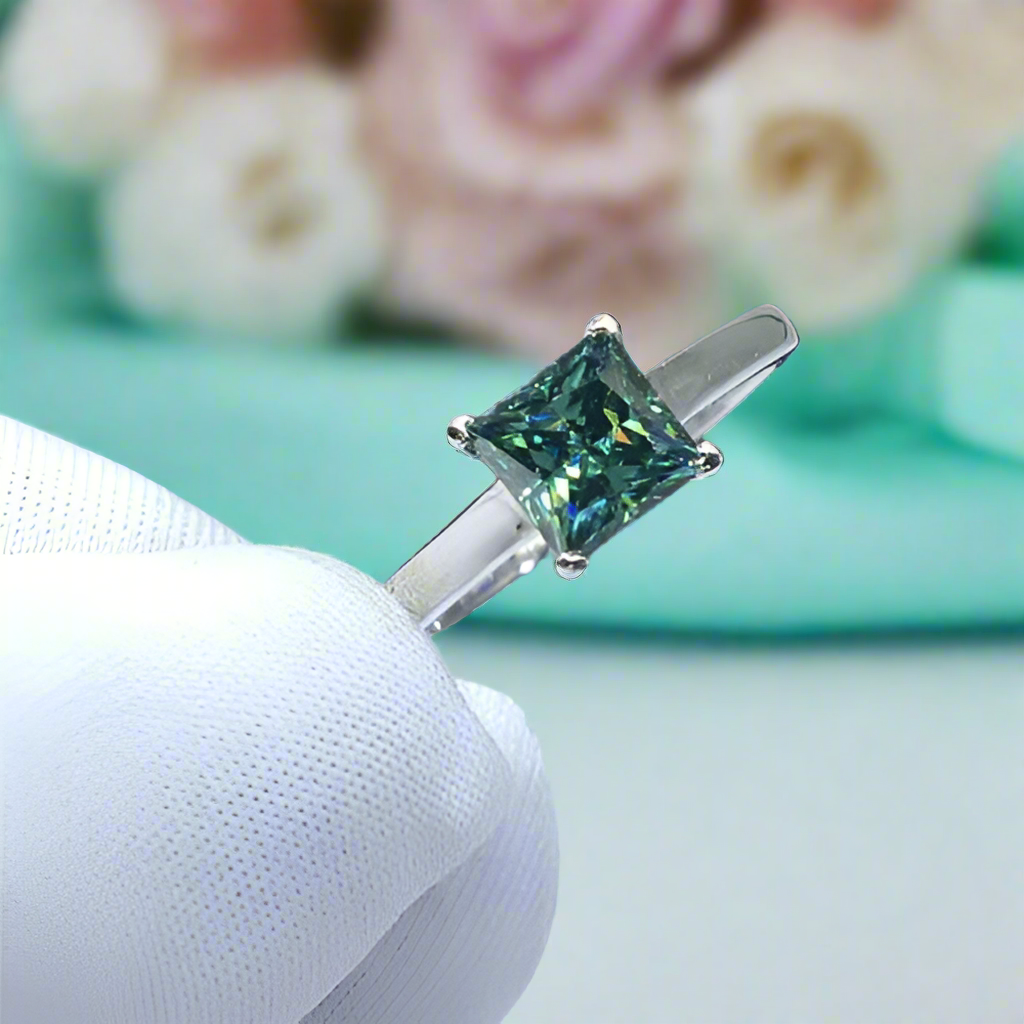 White Gold 1.0 Ct Princess Cut Diamond Engagement Ring-Evani Naomi Jewelry