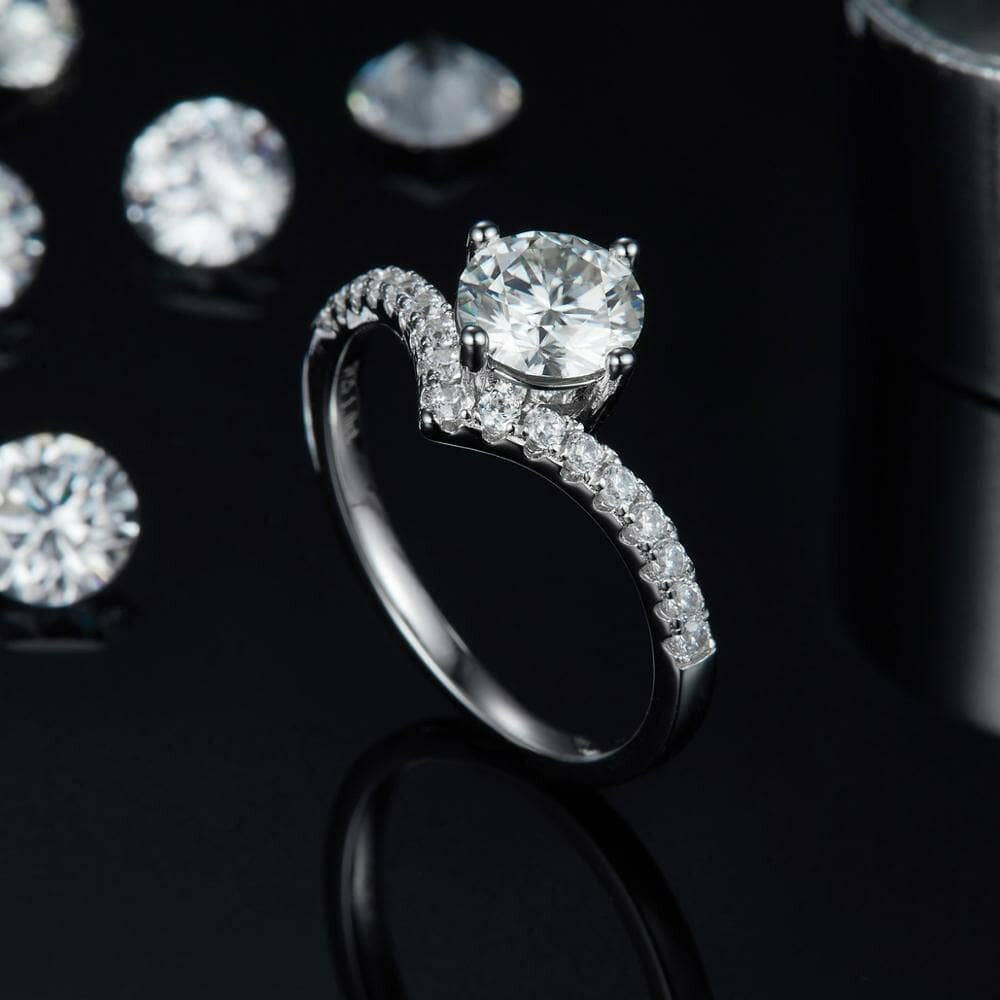 White Gold 1.0 Ct Round Cut Diamond Engagement-Evani Naomi Jewelry