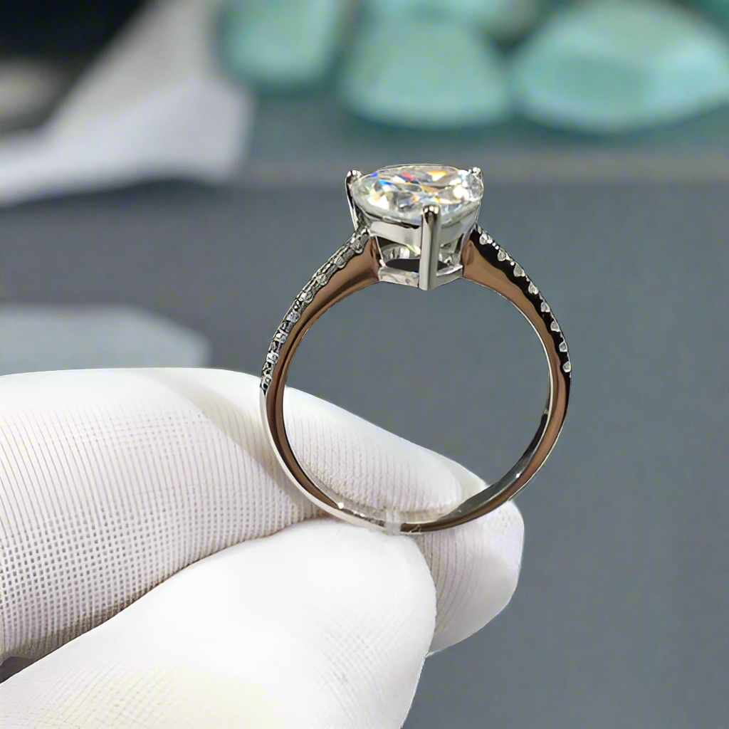 White Gold Engagement Ring with 2.0ct Heart Shaped Diamond-Evani Naomi Jewelry