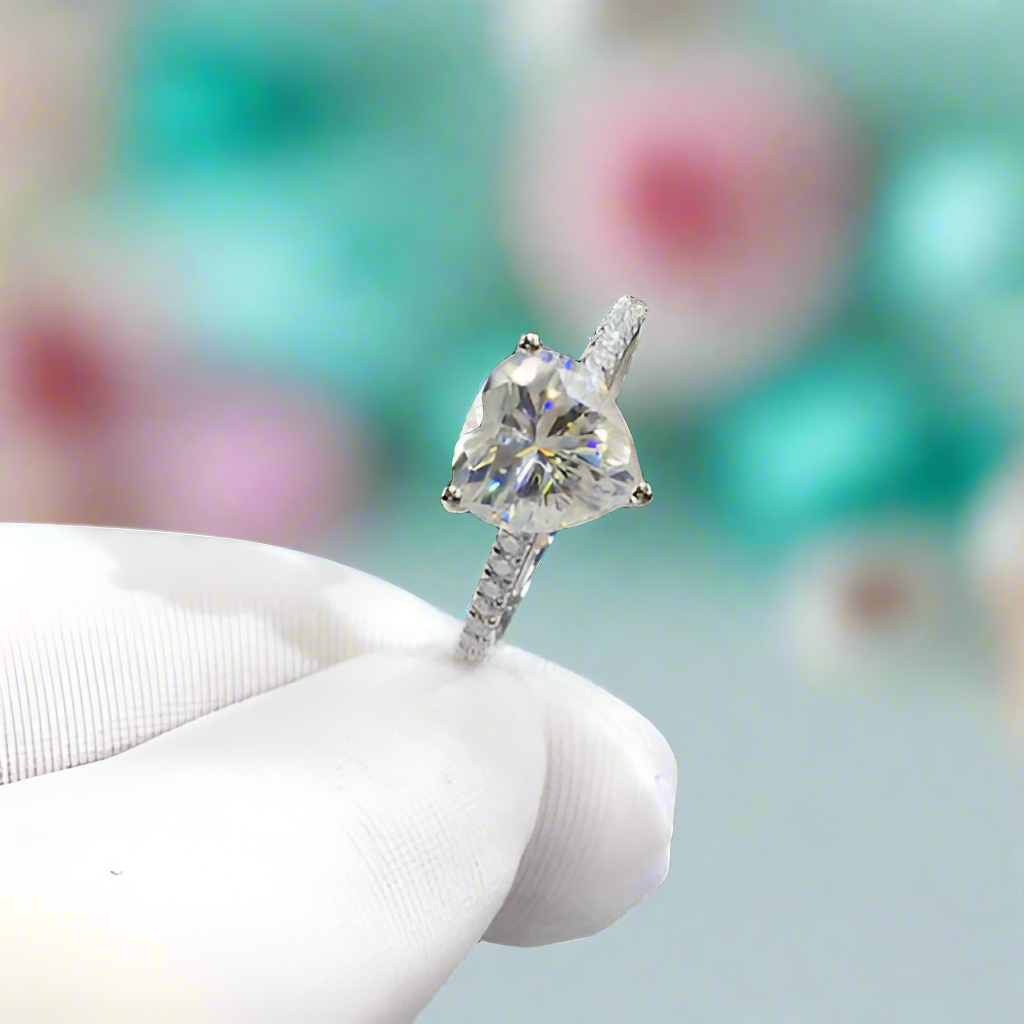 White Gold Engagement Ring with 2.0ct Heart Shaped Diamond-Evani Naomi Jewelry