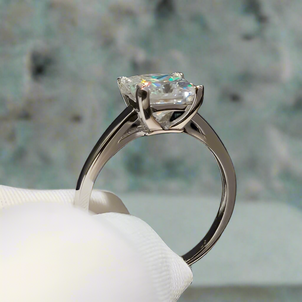 White Gold Engagement Ring with 2.0ct Princess Cut Diamond-Evani Naomi Jewelry