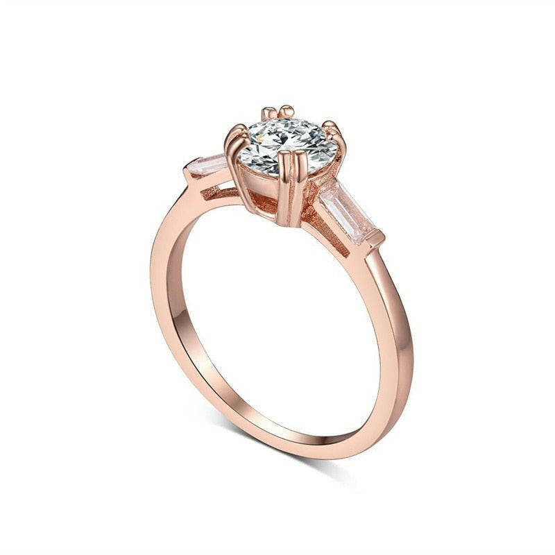 White Gold Engagement Ring with Round Cut Diamond-Evani Naomi Jewelry