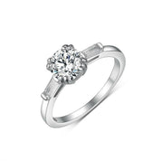 White Gold Engagement Ring with Round Cut Diamond-Evani Naomi Jewelry