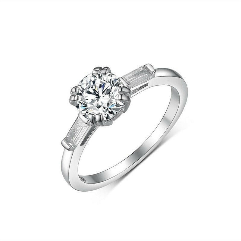 White Gold Engagement Ring with Round Cut Diamond-Evani Naomi Jewelry