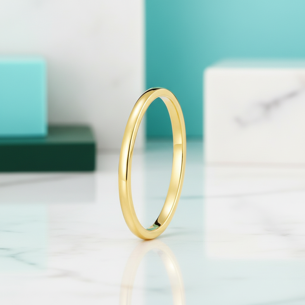 Yellow Gold Classic Unisex Tungsten Wedding Band-Evani Jewelry