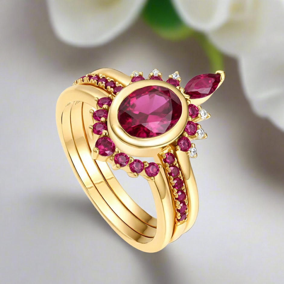 Round-cut Ruby Birthstone Engagement Ring - Evani Naomi Jewelry