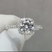 14K White Gold Round Cut Engagement Ring