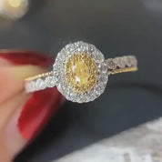 18K White Gold Engagement Ring with 0.5 Ct Natural Diamond Topaz Birthstone