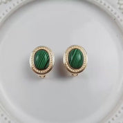 Emerald Oval Birthstone Golden Stud Earrings
