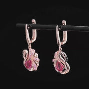 Red Diamond Cute Flamingo Earrings