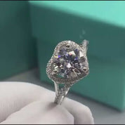 2.0 Ct Round Moisssanite with Heart Shape Engagement Ring