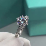 2.0ct Diamond Twin Blossom Engagement Ring in White Gold