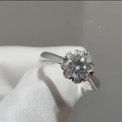 1.0 Ct Round Cut Diamond Engagement Ring with Heart Claws