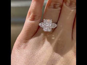 Radiant Cut & Heart Cut 3.0ct Diamond Three Stone Engagement Ring