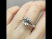 2.0 Ct Emerald Cut Diamond 18K White Gold Split Shank Engagement Ring