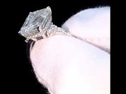 18k White Gold Emerald Cut Diamond Hidden Halo Engagement Ring