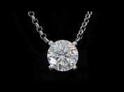 Classic 4-Prong 3ct Diamond Birthstone Pendant Necklace