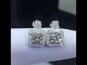 1.0 Ct Round Cut Diamond Halo Drop Earrings