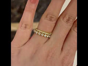 2 pcs Women's Stackable Yellow Gold Diamond Wedding Band Set