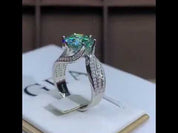 5.0 Ct Round Cut Green Diamond Wedding Ring