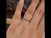 Simple 0.3ct Blue And White Sapphire Half Eternity Wedding Band