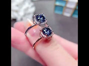 1.0 Ct Round Dark Blue Diamond Engagement Ring