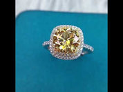 3.0 Ct Round Yellow Diamond Classic Halo Engagement Ring
