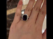 Cushion Cut 8.0ct Blue Sapphire with Halo Engagement Ring