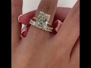 Diamond Radiant Cut 5.0ct Yellow Gold  Bridal Ring Set