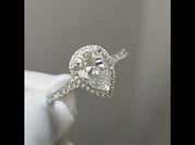 18K White Gold 1.0 Ct Pear Cut Diamond Water Drop Engagement Ring