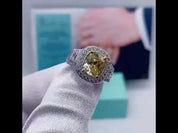 3.50 ct Fancy Topaz Cushion Cut Diamond Engagement Ring