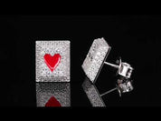 Heart and Club Diamond Rectangle Earrings