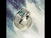 1.0 Ct Green Round Diamond Iced Out Men's Wedding Ring